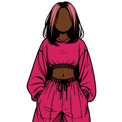 realistic girl faceless with baggy pants and a crop top