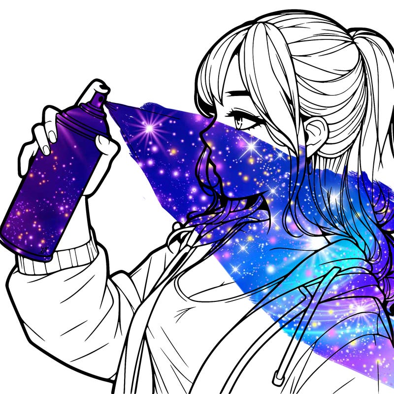 a realistic girl spray, painting