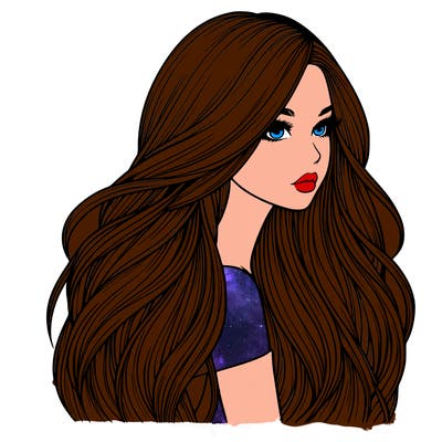realistic girl with long realistic hair