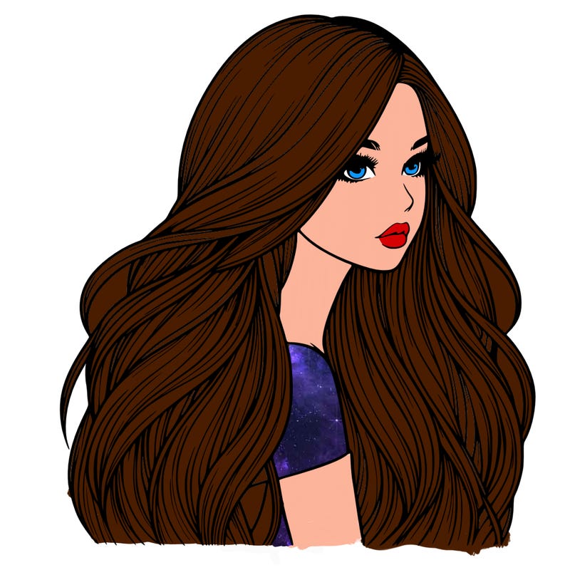 realistic girl with long realistic hair