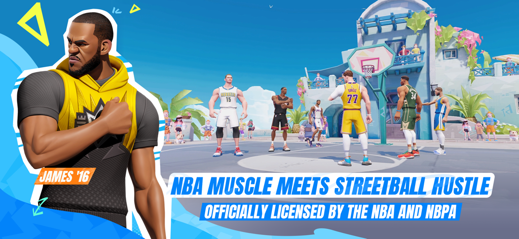 Dunk City Dynasty - LeBron James '16 y estrellas de la NBA en una cancha de baloncesto callejero costera en Dunk City Dynasty