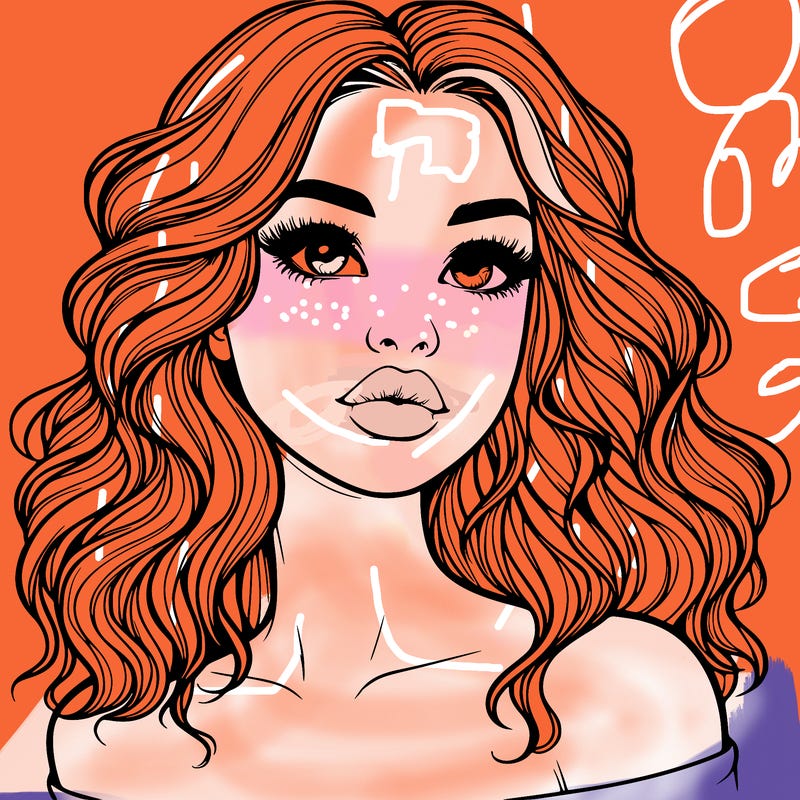 realistic girl with wavy hair and lips