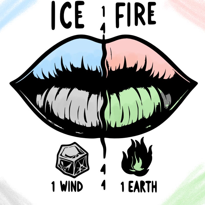 realistic lip split in fourth . 1 fourth ice 1 fire 1wind 1 earth