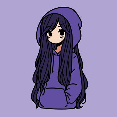 girl with long hair, wearing a hoodie