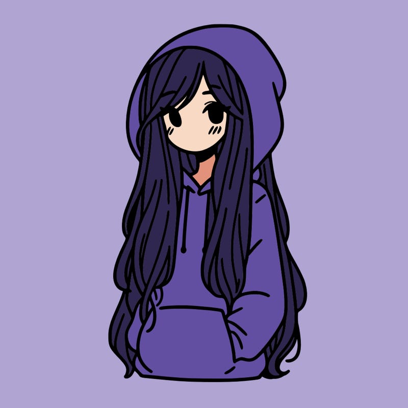 girl with long hair, wearing a hoodie