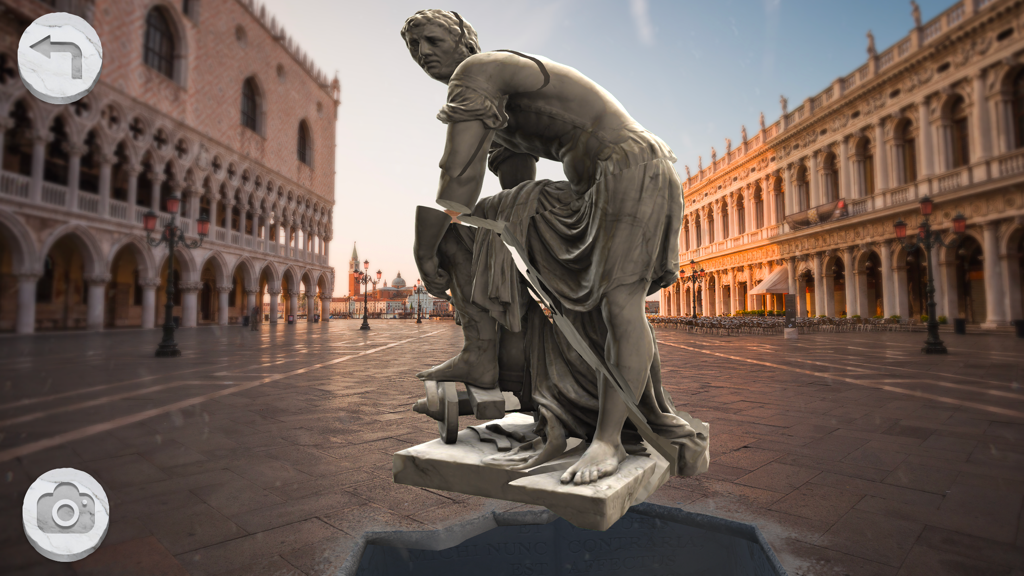 AMON - AR puzzle of a 3D scanned classical sculpture in a historical plaza