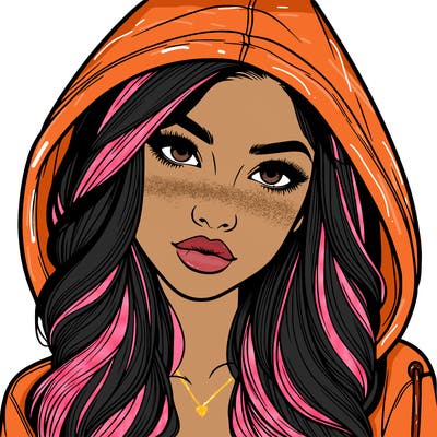 realistic beautiful girl with a hood on