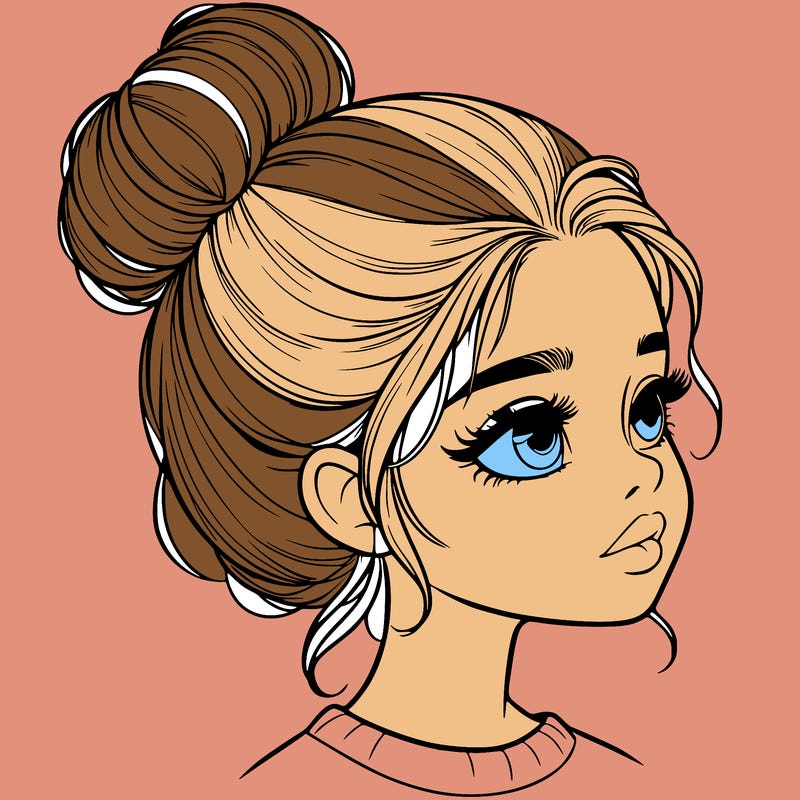 realistic girl with bun