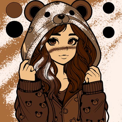 realistic girl in a animal pjs hoodie