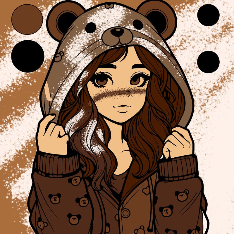realistic girl in a animal pjs hoodie