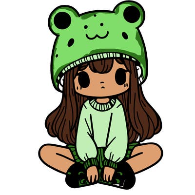 a girl wearing a frog hat and some frog socks