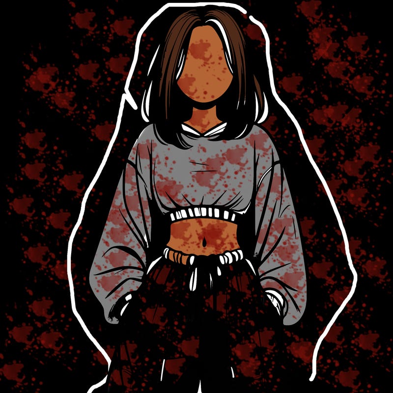 realistic girl faceless with baggy pants and a crop top