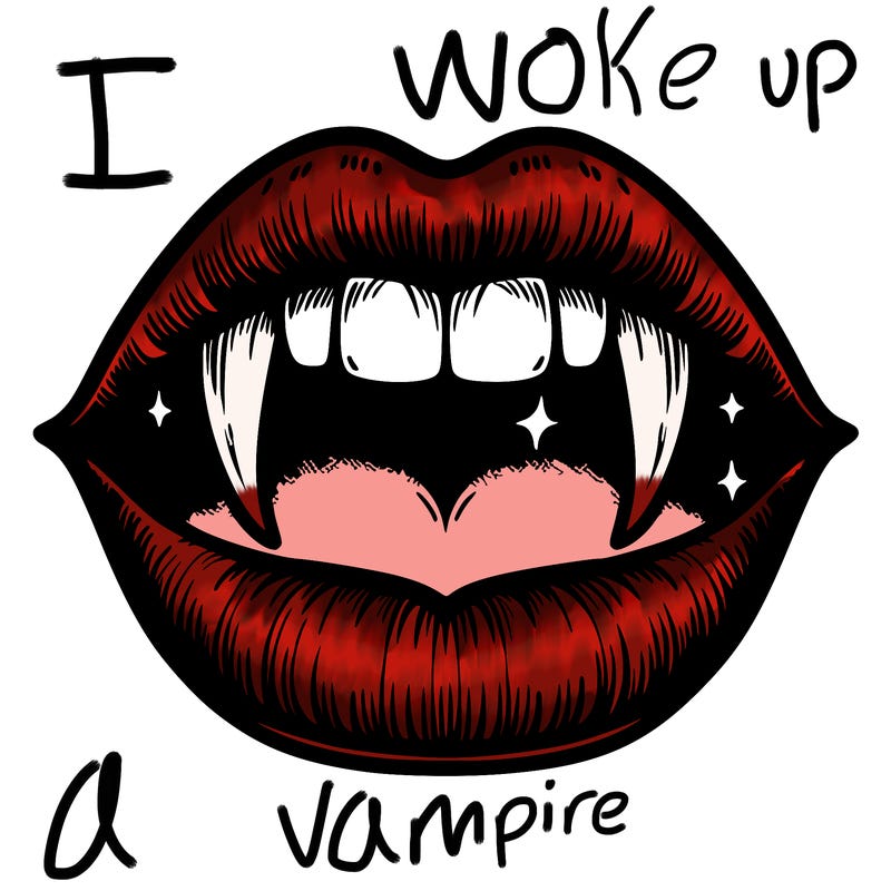 lips with vampire teeth