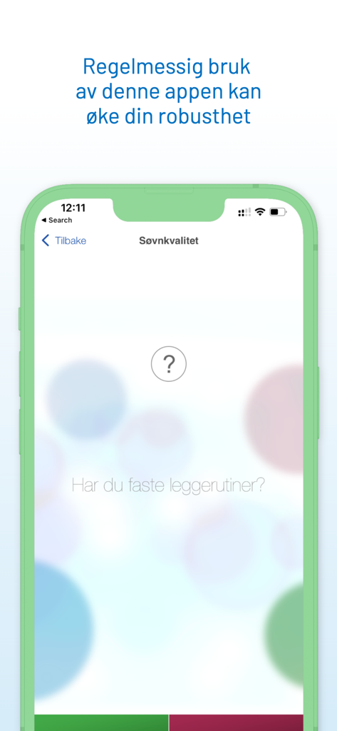 SMART - verktøykasse fra RVTS - SMART-App-Oberfläche zur Bewertung der Schlafqualität und der Schlafroutinen