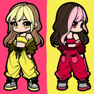 girl in crop top and baggy pants