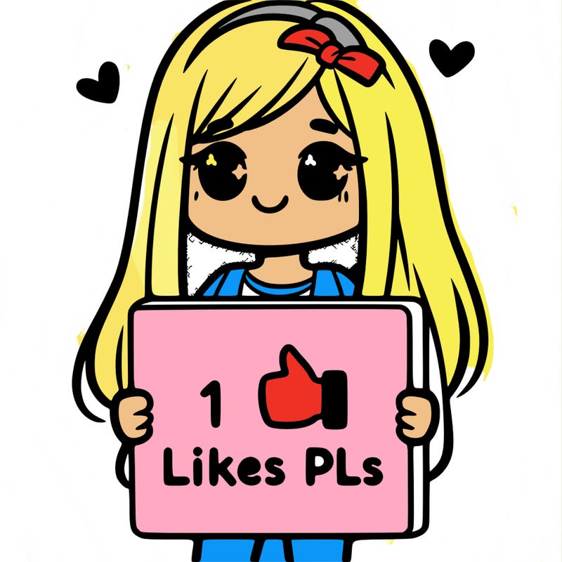 girl holding a sign saying 10 likes pls