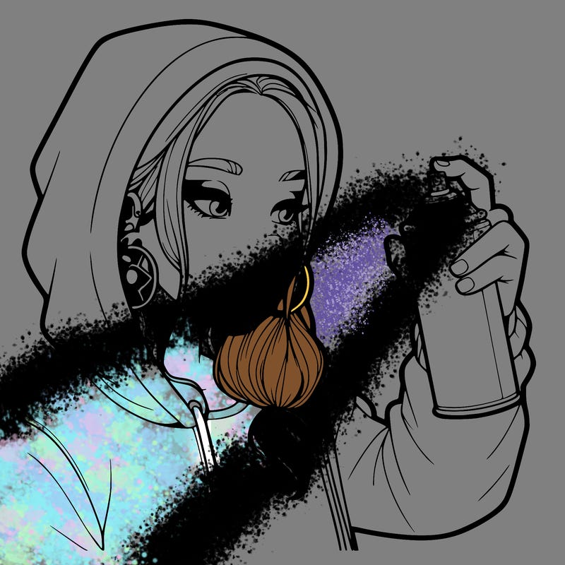 a realistic girl, spray painting