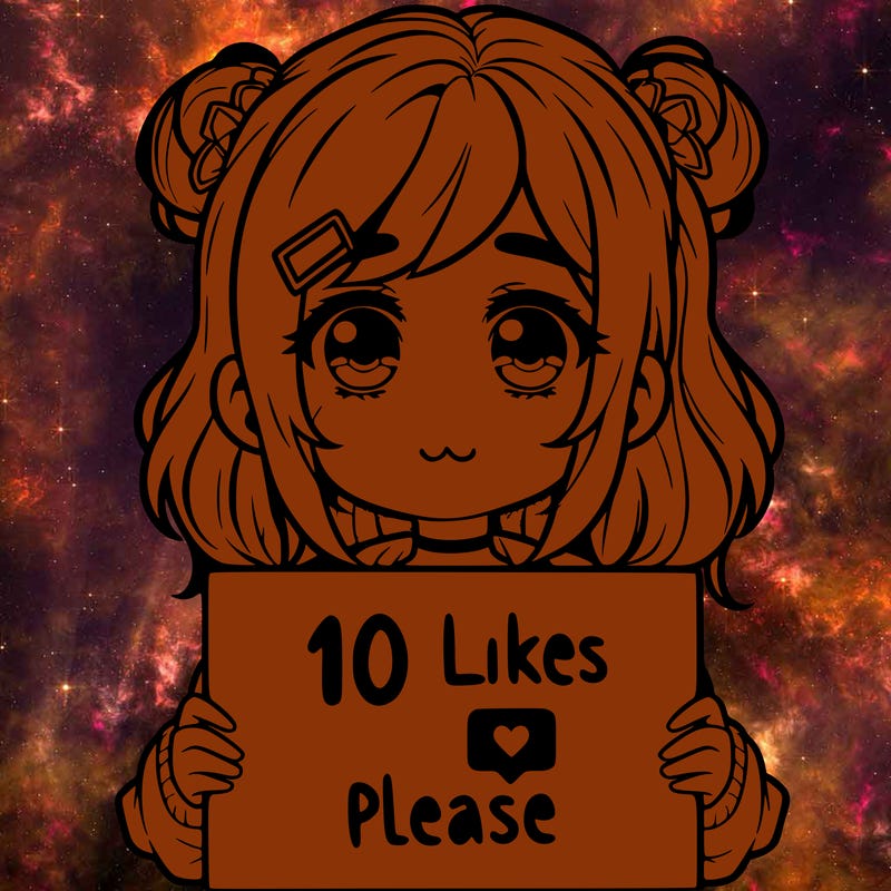 a girl with a sign saying 10 likes please
