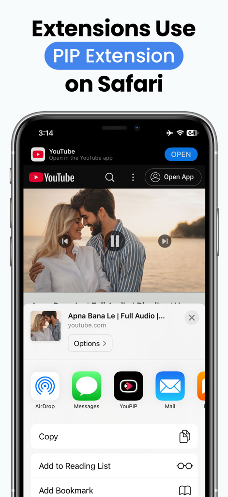 YouPIP extension for Safari Picture in Picture mode
