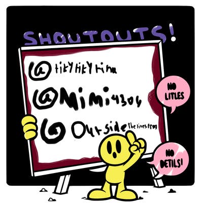 blank canvas that says above it shoutouts