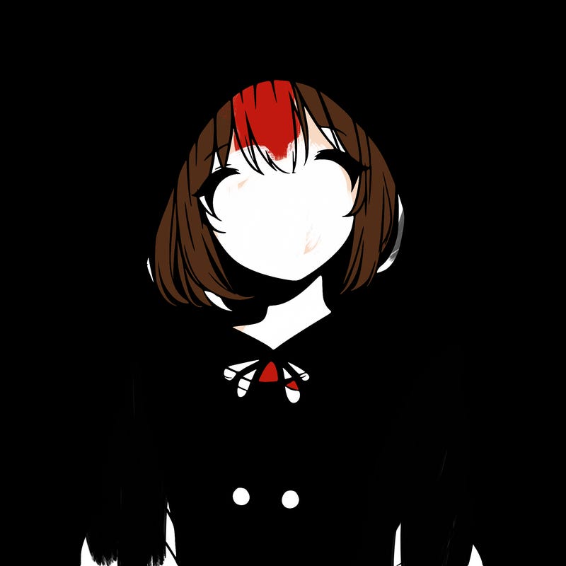 anime girl with no face in a cat hoodie