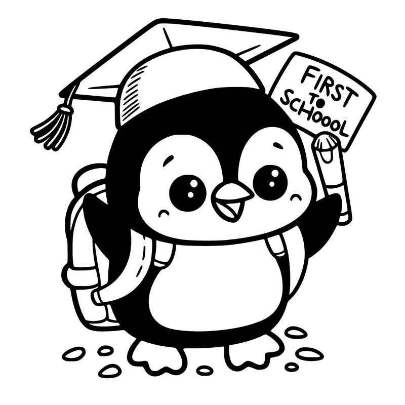 penguin on first day of school