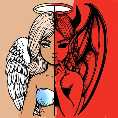 realistic angel half demon