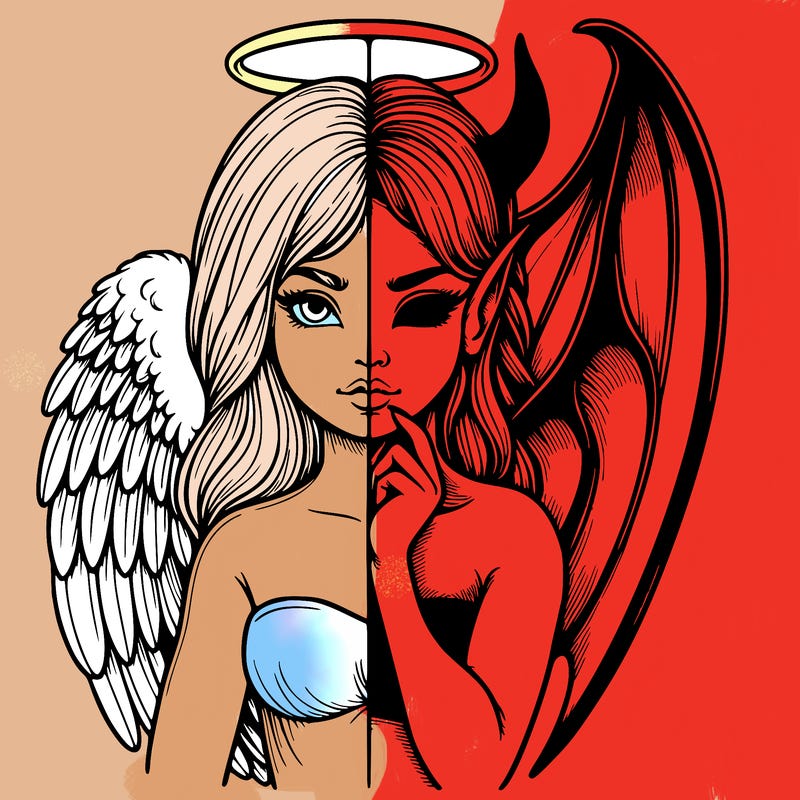 realistic angel half demon