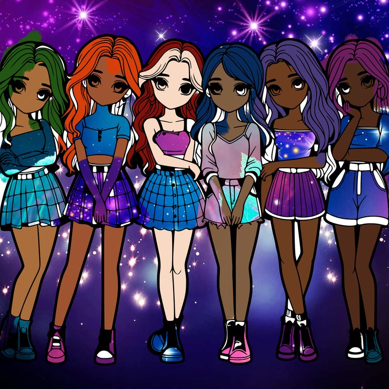 a group of girls realistic