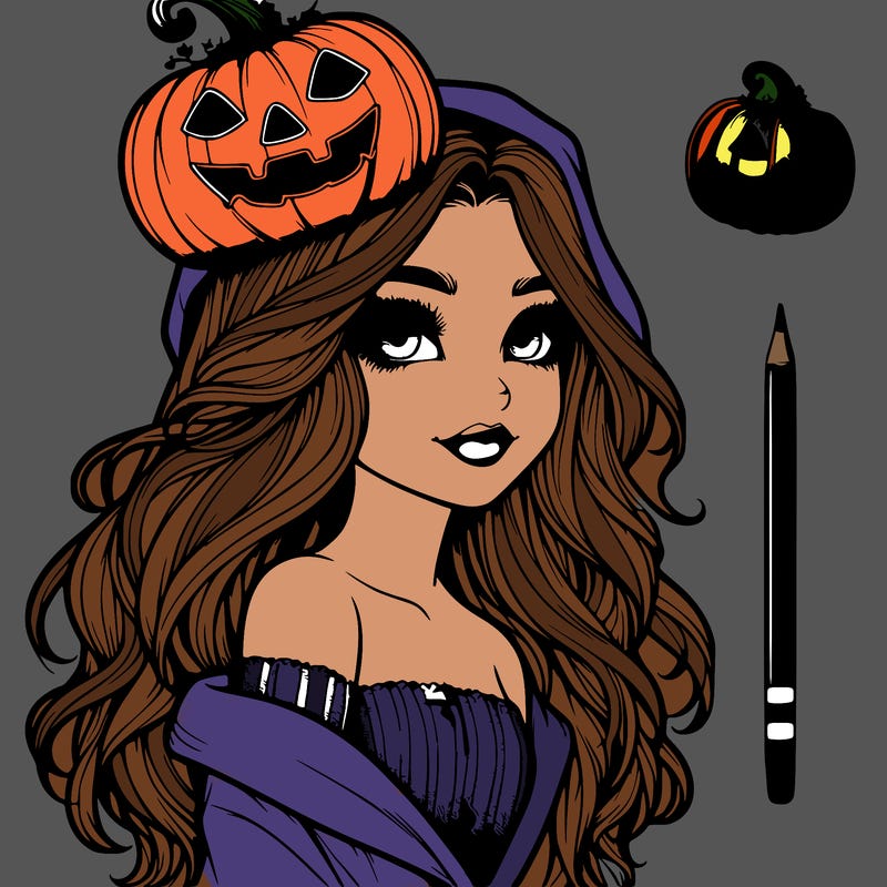 realistic  girl with  a halloween themed look