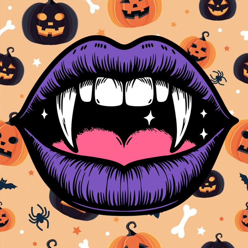 lips with vampire teeth