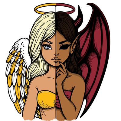 realistic angel half demon