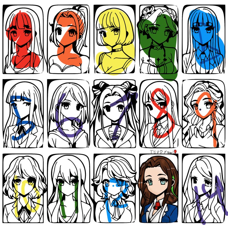 girls that look diffrent anime