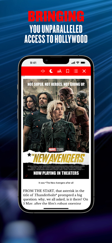 Empire Magazine - Empire Magazine App auf einem iPhone, die einen exklusiven Artikel über Marvel Studios Filme zeigt.