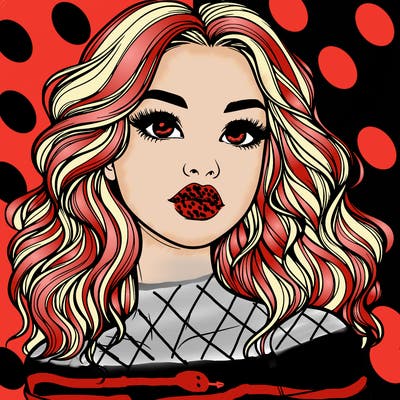 realistic girl with wavy hair and lips