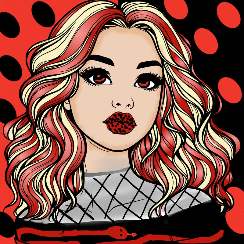 realistic girl with wavy hair and lips