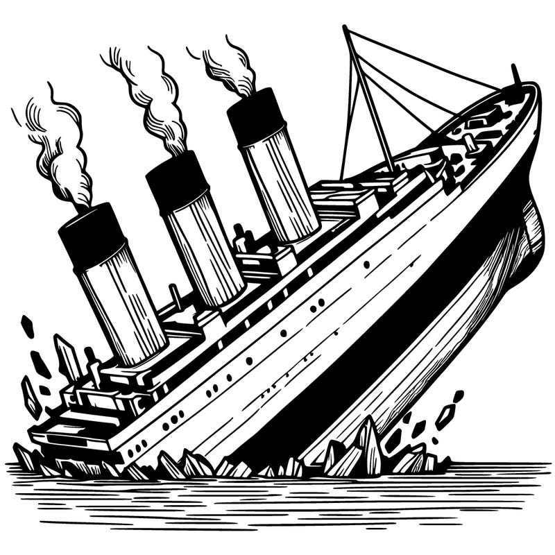 titanic breaking inhalf