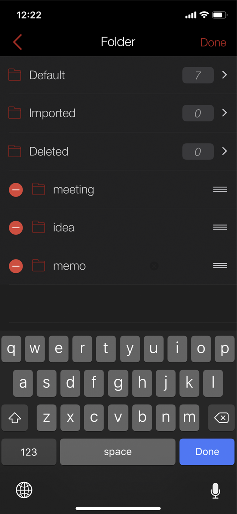 Awesome Voice Recorder PRO AVR - Folder management screen in Awesome Voice Recorder PRO showing organized recording categories