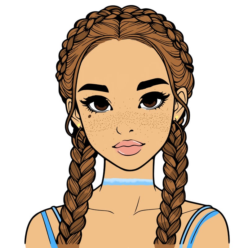 realistic girl with braids