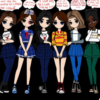 a group of girls realistic