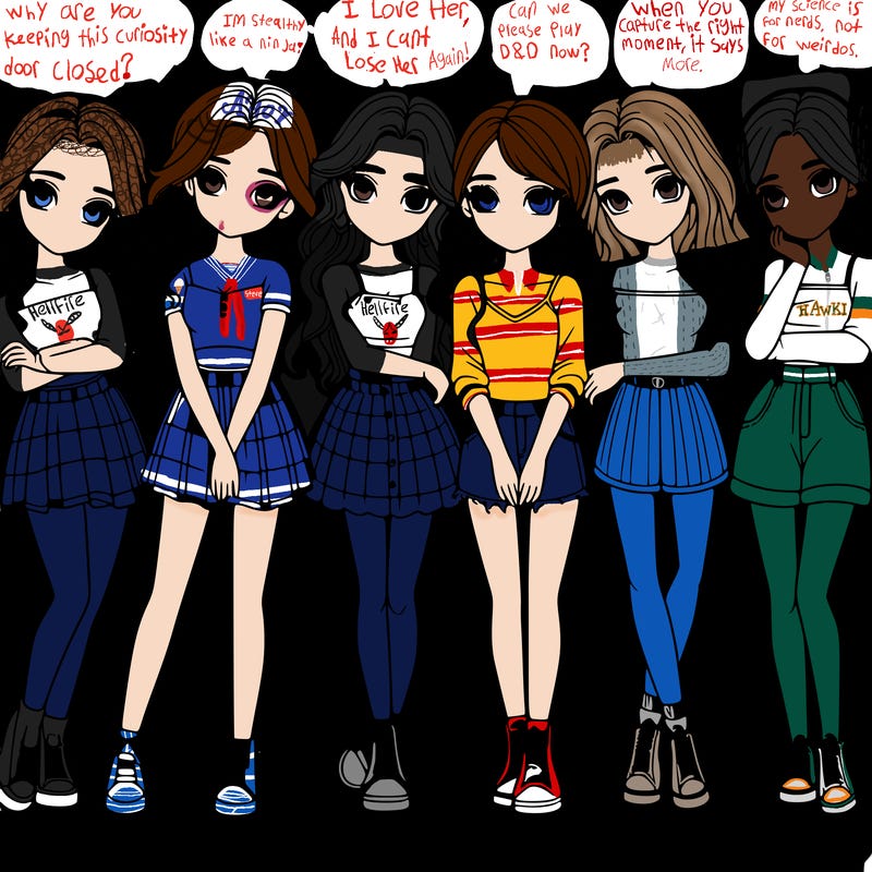 a group of girls realistic