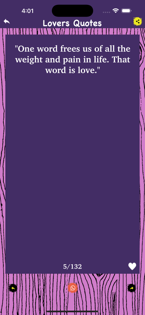 Funny Status Quotes Collection - A lovers quote displayed on a purple background in the Funny Status Quotes Collection app