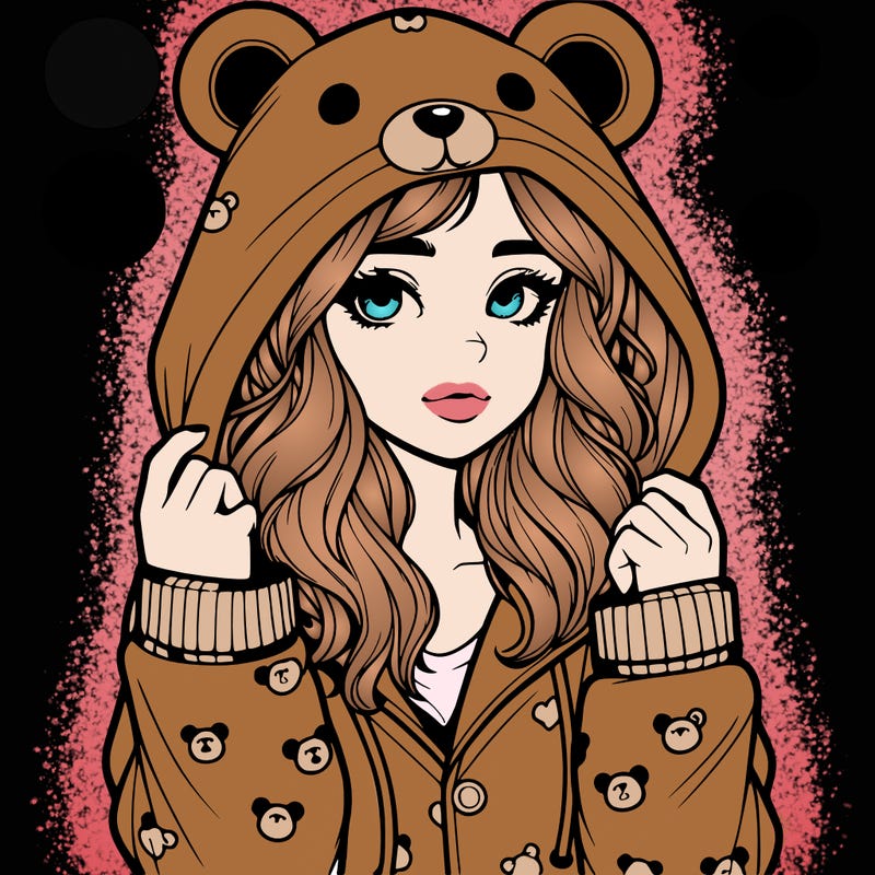 realistic girl in a animal pjs hoodie