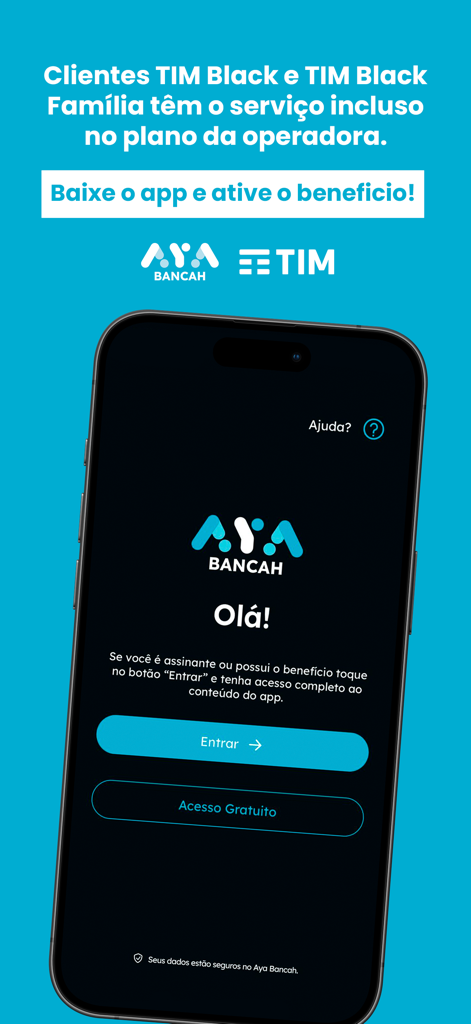 TIMの顧客向けの特別特典を表示するAya Bancahアプリのウェルカム画面。