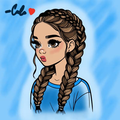 realistic girl with braids