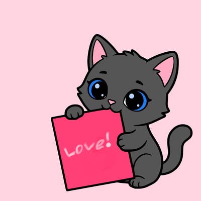 a small cat with a blank sheet of paper in its hand. the cat is sooooooo cute!