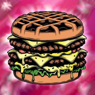 realistic waffle burger