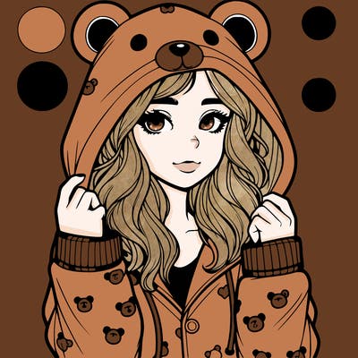 realistic girl in a animal pjs hoodie