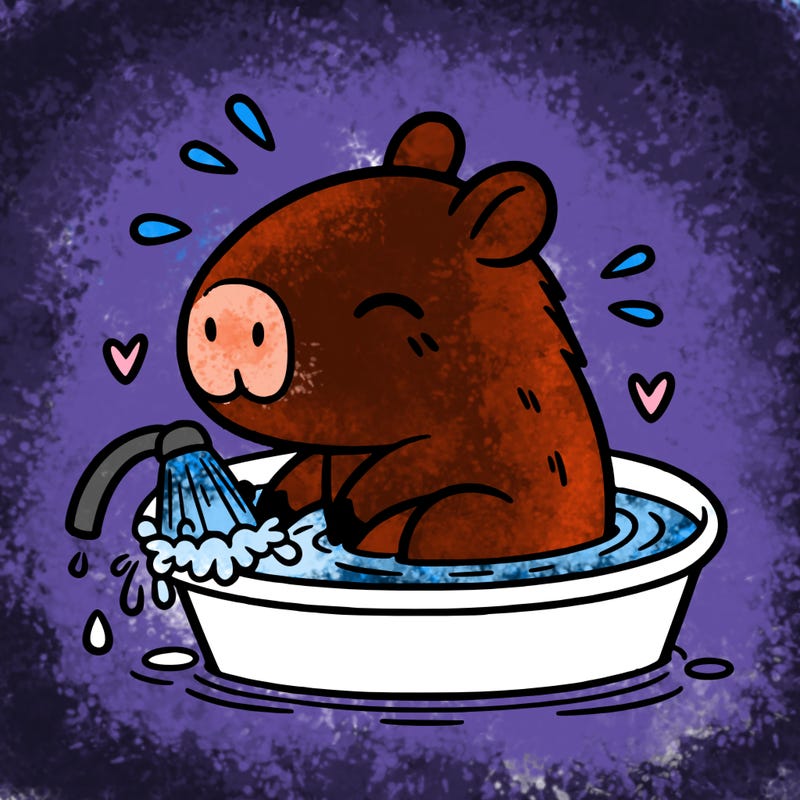 capybara taking a bath