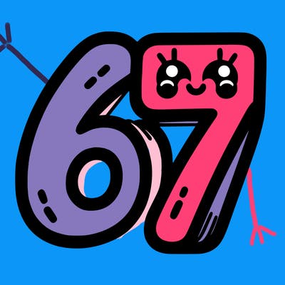 the numbers 67